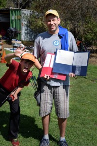 Golden Gate JOAD Archer Jeremy Steinkoler Shows his USA Archery Outdoor Barebow Bronze and Silver Awards.